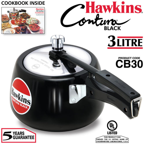Hawkins Hard Anodised Aluminum Pressure Cooker Contura CB30 3L Black