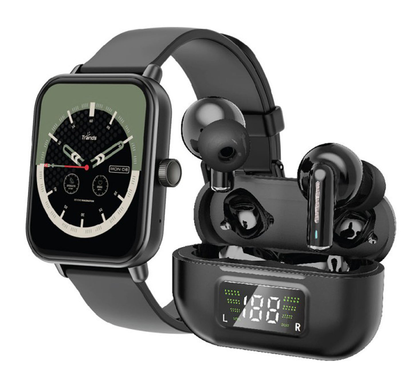 Trands Smartwatch, 1.83 inches + Earbuds Combo, TR-BD6397