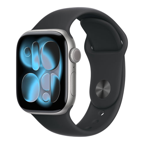 Apple Watch Series 11 GPS + Cellular Smartwatch, 42 mm Space Grey Aluminium Case with Black Sport Band (S/M), MF8A4AF/A