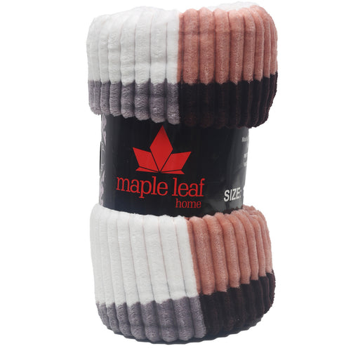 Maple Leaf Flannel Blanket 160 x 220cm Strip Assorted
