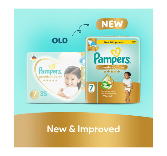 Pampers Ultimate Comfort Taped Diapers, Size 7, 15+kg, 35 pcs