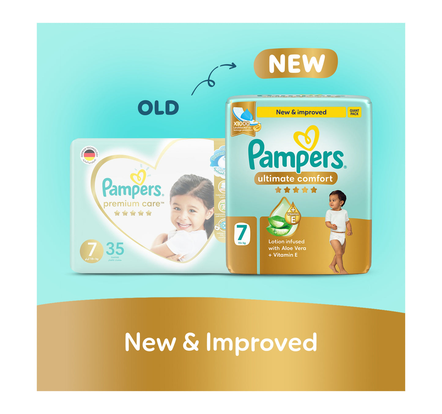 Pampers Ultimate Comfort Taped Diapers, Size 7, 15+kg, 35 pcs
