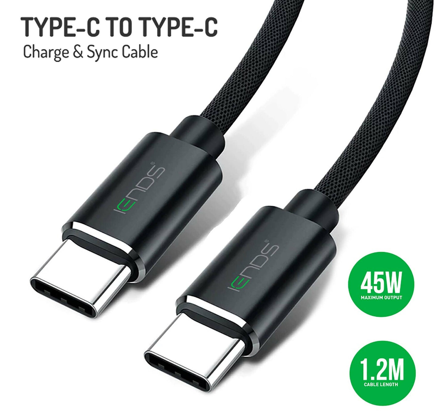 Iends Dual Type-C Charge and Sync Cable CA588, Black
