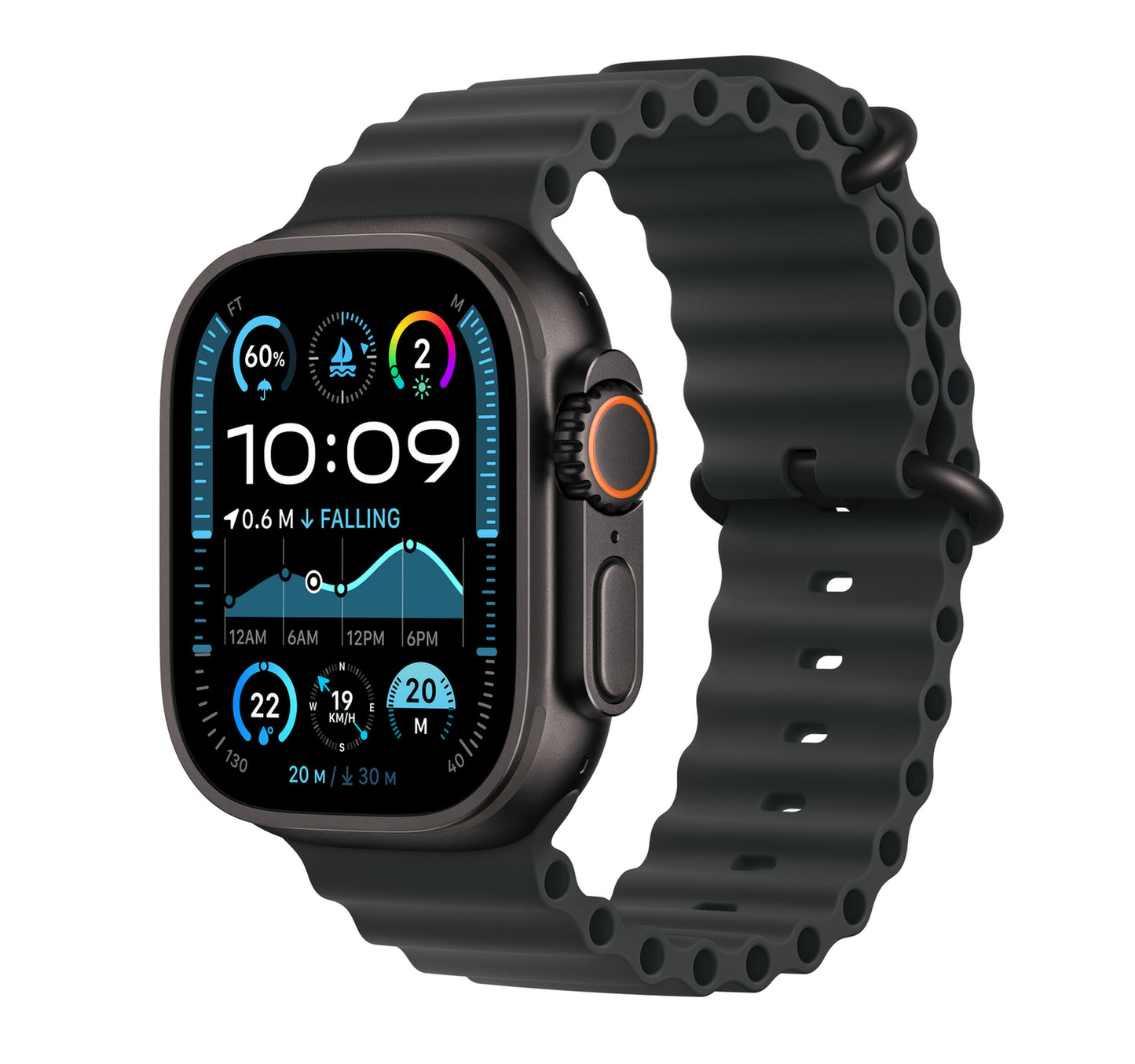 Apple Watch Ultra 2 GPS + Cellular, 49 mm Black Titanium Case with Black Ocean Band