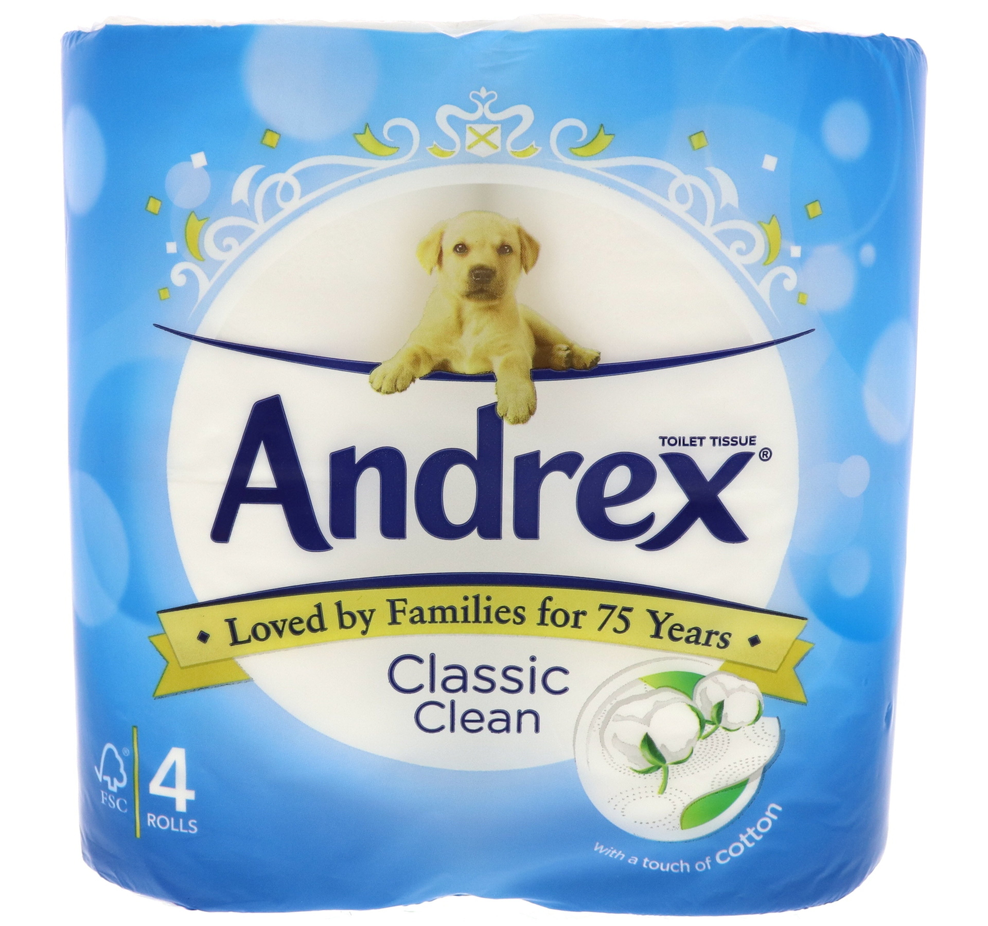 Andrex Classic Clean Tissue Roll 4 pcs – Shefs