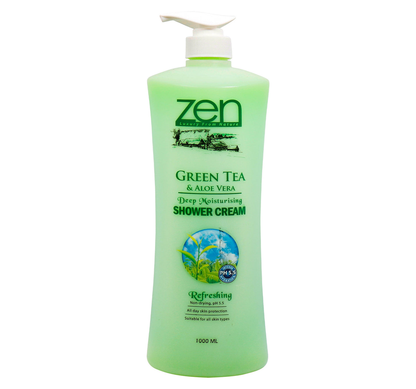Zen Shower Cream Green Tea & Aloe Vera 1 Litre