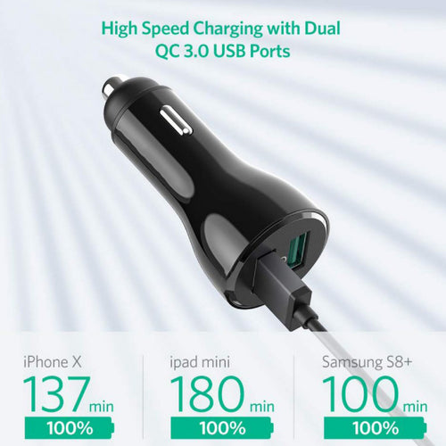 Trands Dual Port Car Charger with 3 in 1 Cable
