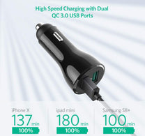 Trands Dual Port Car Charger with 3 in 1 Cable