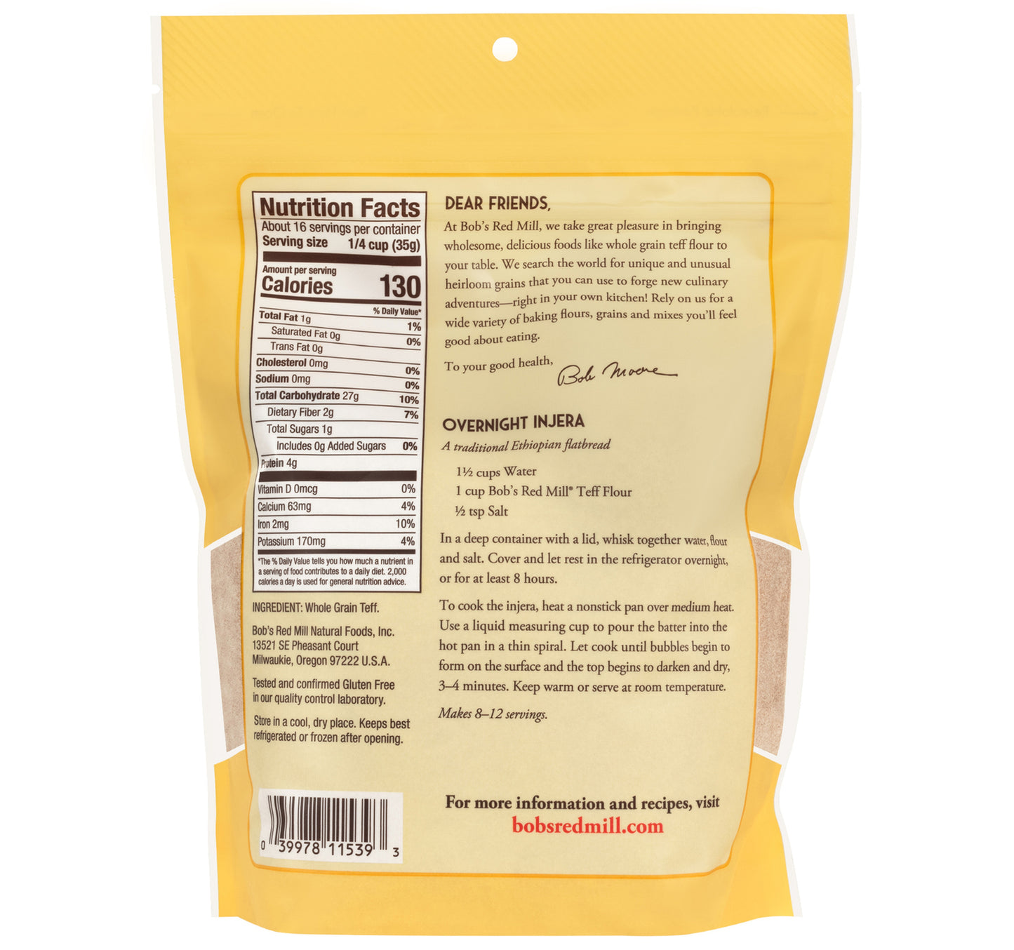 Bob's Red Mill Stone Ground Teff Flour 567 g