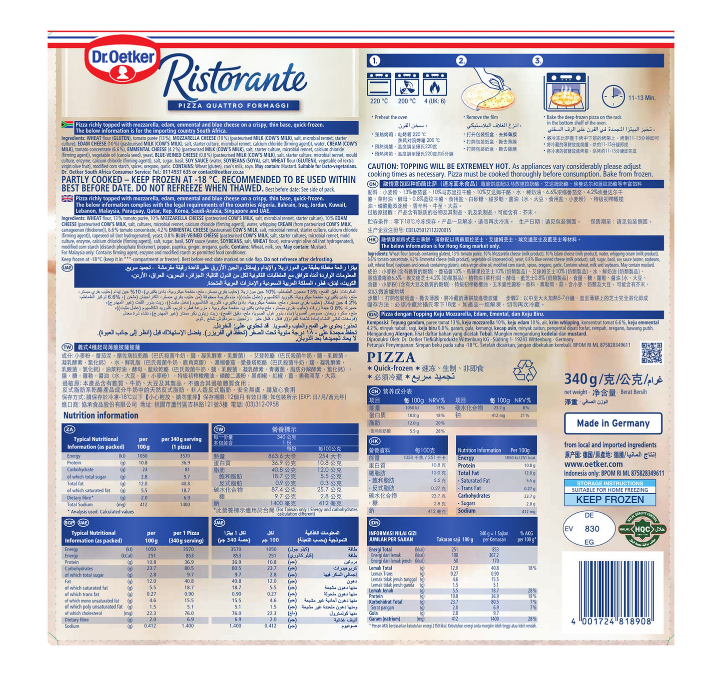 Dr.Oetker Ristorante Pizza Quattro Formaggi 340 g