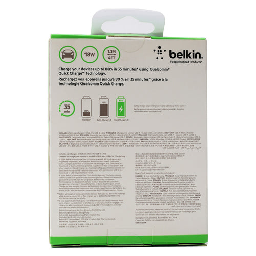 Belkin Quick Charge Car Charger + Type-C Cable F7U032