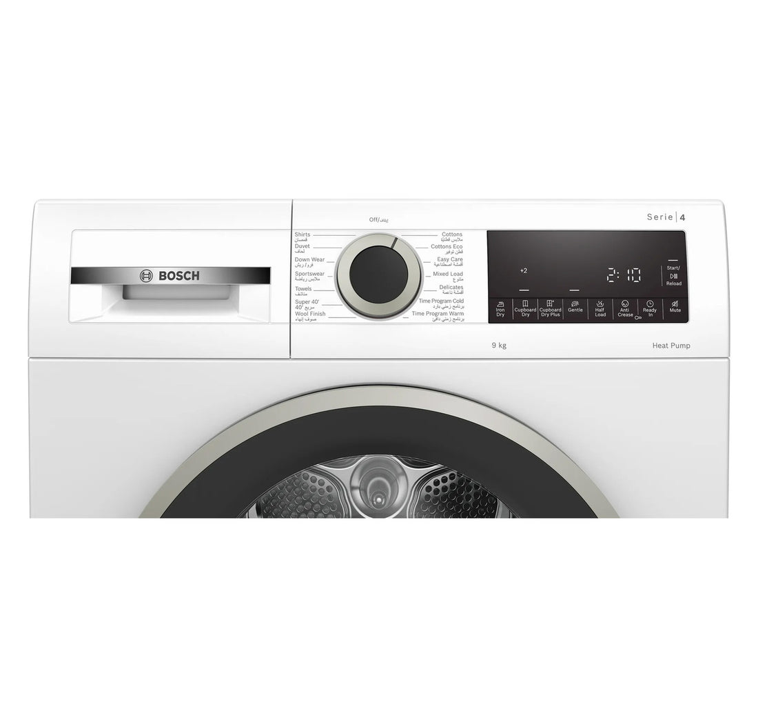 Bosch Series 4 Heat Pump Tumble Dryer, 9 kg, White, WQG24200GC