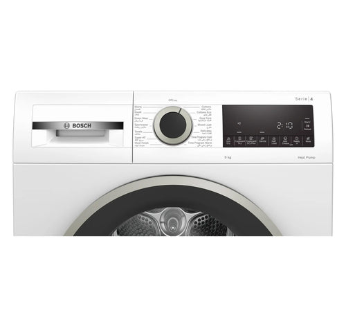 Bosch Series 4 Heat Pump Tumble Dryer, 9 kg, White, WQG24200GC