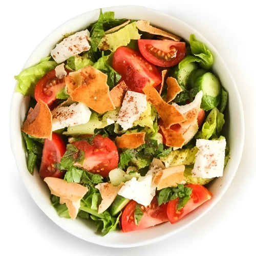 Fattoush Salad With Feta Cheese.