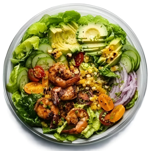 Grilled shrimp salad  Salad bowls