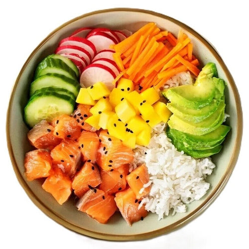 Crab salad with Salmon Salad bowls