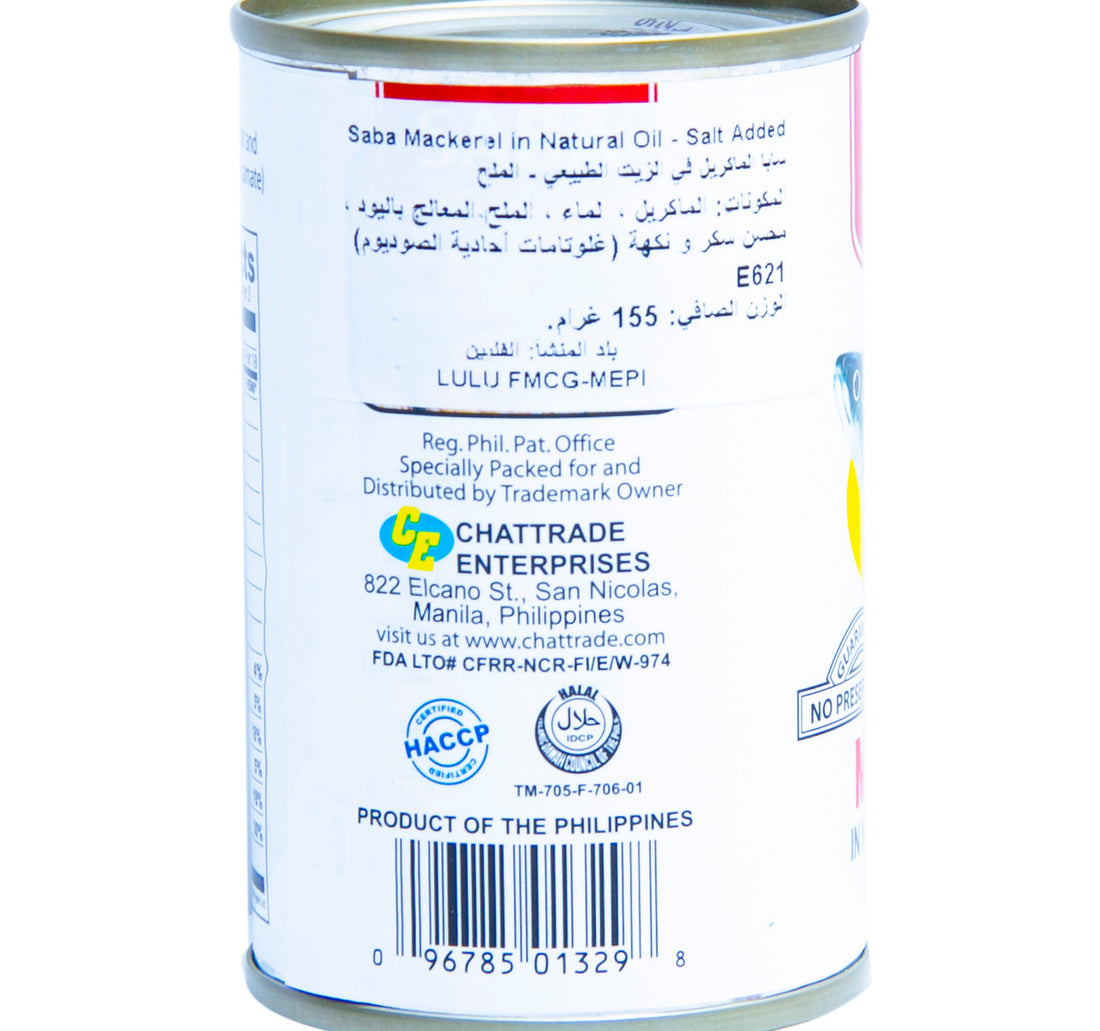 Saba Mackerel Salted In Natural Oil 155 g