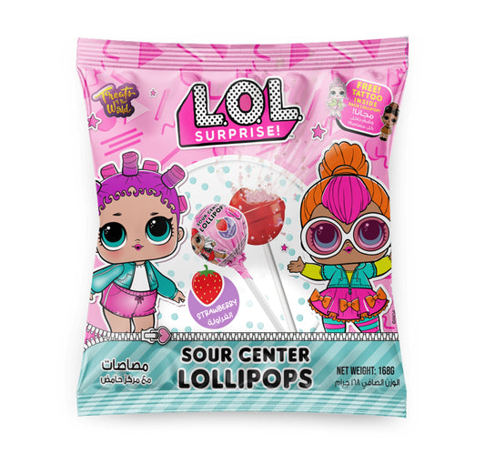 L.O.L Surprise Sour Center Strawberry Lollipops 168 g