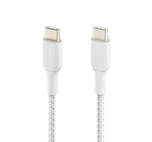 Belkin BoostCharge Braided USB-C to USB-C Cable, 1 m, White, CAB004BT