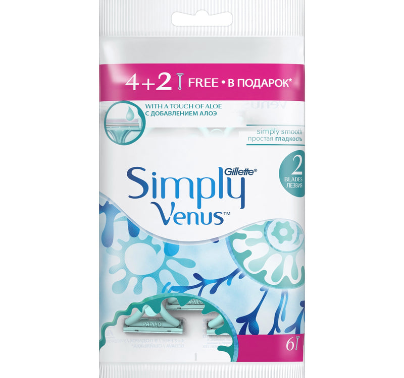Gillette Simply Venus 2 Disposable Women's Razor 4+2