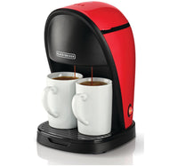 Black+Decker Twin Serve Coffee Maker, 250 ml Water Tank, 450 W, Black/Red, DCM48-B5