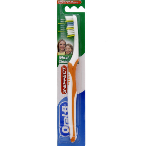 فرشاة أسنان أورال-بي 3 تأثير ماكسي كلين متوسطة الحجم، ألوان متنوعة، قطعة واحدة