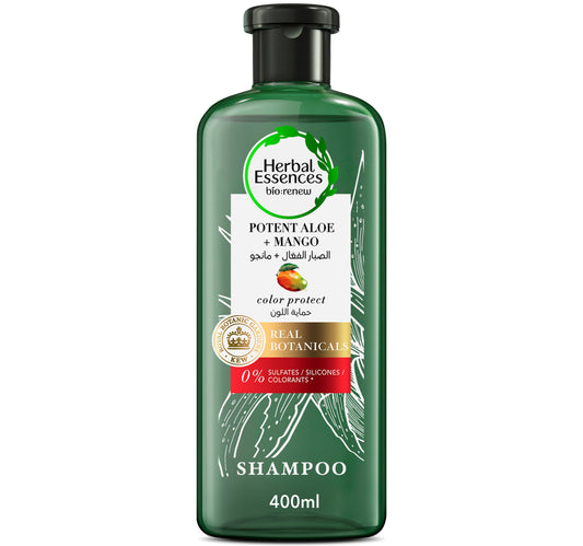 Herbal Essences Color Protect Sulfate Free Potent Aloe Vera + Mango Natural Shampoo for Dry Hair 400 ml
