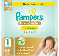 Pampers Ultimate Comfort Taped Diapers, Size 1, 2-5kg 50 pcs