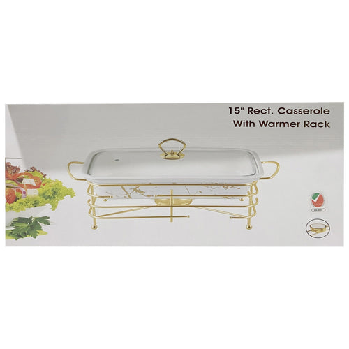 Chefline Rectangle Casserole with Warmer Rack, 15 inches, 2072