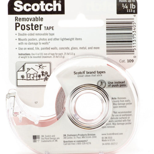 3M Scotch Wallsaver Poster Tape 3/4inch x 150inch 1Pc