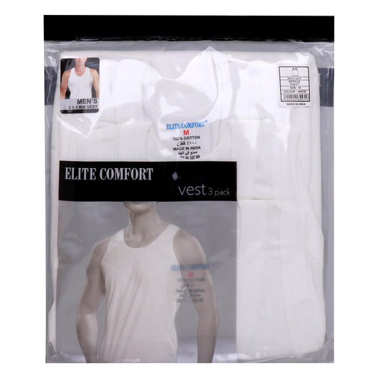 صدرية رجالية من القطن المريح من Elite Comfort، مقاس M، 3 قطع، أبيض، ELXRVW