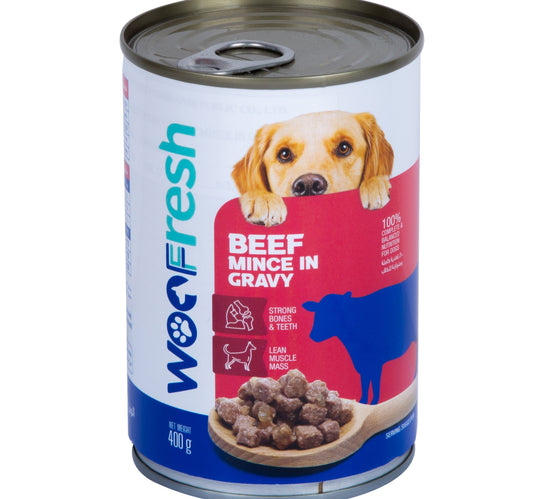 وو فريش لحم بقري مفروم في المرق للكلاب 400 جرام