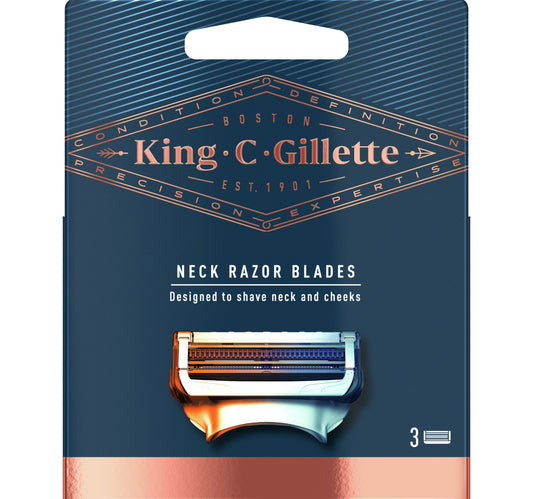 شفرات حلاقة King C. Gillette للرجال لحلاقة الرقبة مع Skinguard، الأفضل والأكثر حدة، مطلية بالبلاتين من الفولاذ المقاوم للصدأ، 3 قطع