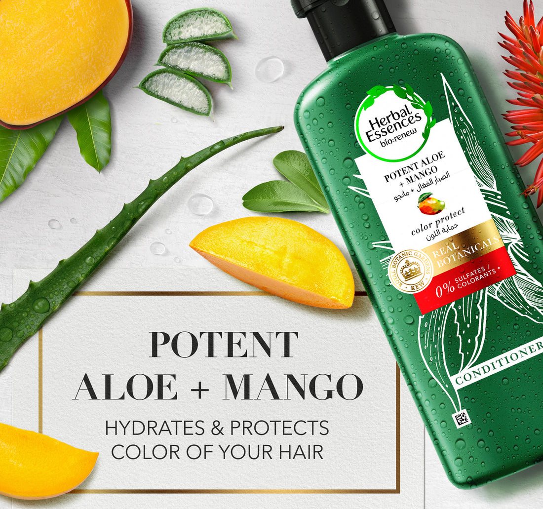 Herbal Essences Color Protect Sulfate Free Potent Aloe Vera + Mango Natural Conditioner for Dry Hair 400 ml