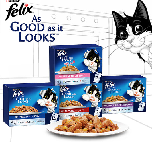 Purina Felix As Good As It Looks Delicious Favorite Selections In Jelly Cat Food ( Chicken Beef & Salmon ) 12 x 85 g