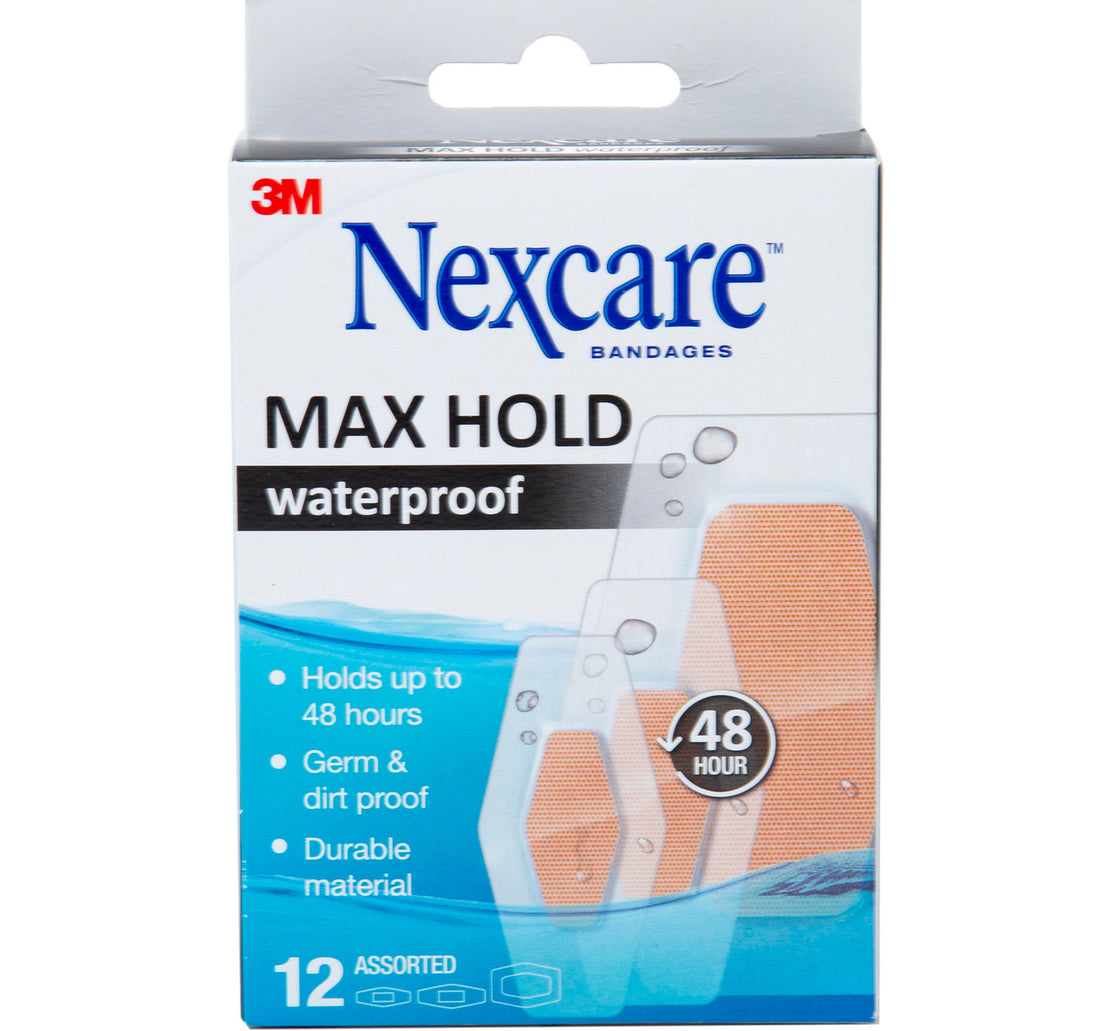 ضمادات نيكسكير ماكس هولد المقاومة للماء، مجموعة متنوعة من 12 قطعة