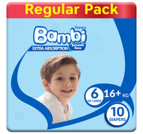 حفاضات أطفال سانيتا بامبي عبوة عادية مقاس 6 كبير جدًا 16+ كجم 10 قطع