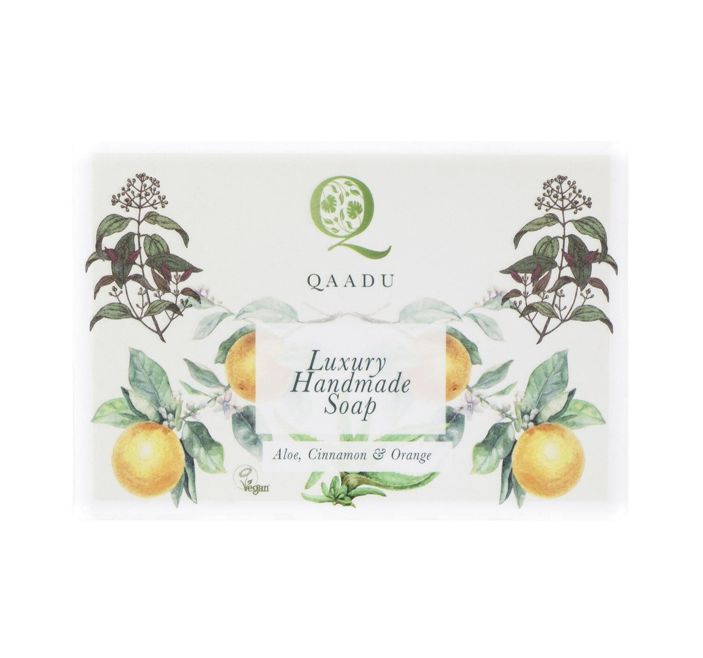 Qaadu Luxury Handmade Soap With Natural Ingredients Aloe Vera Cinnamon & Orange 125 g
