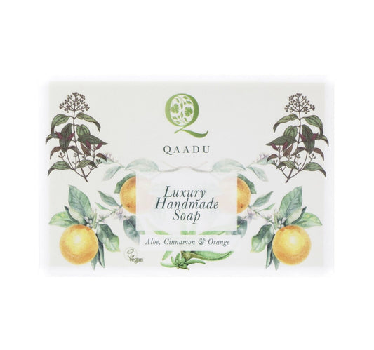 Qaadu Luxury Handmade Soap With Natural Ingredients Aloe Vera Cinnamon & Orange 125 g