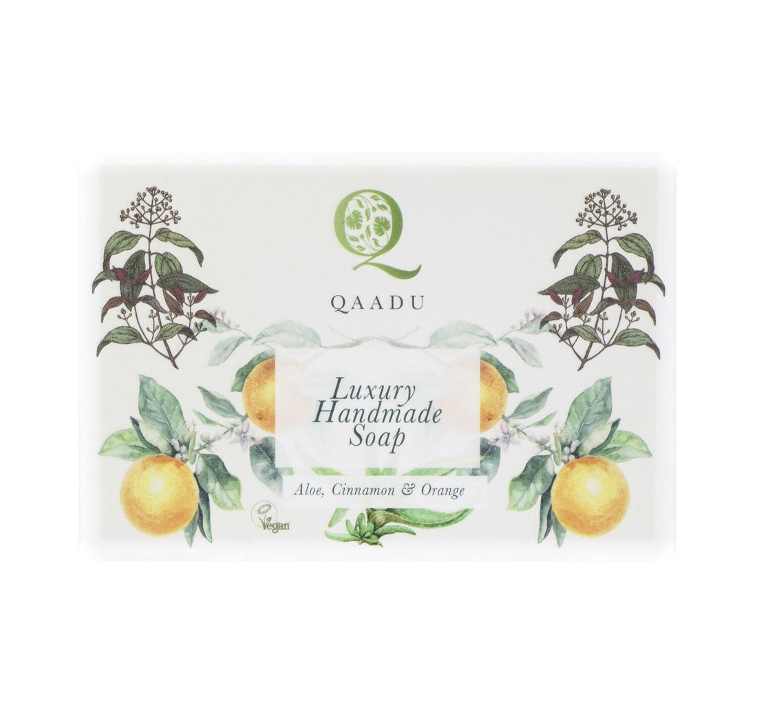 Qaadu Luxury Handmade Soap With Natural Ingredients Aloe Vera Cinnamon & Orange 125 g