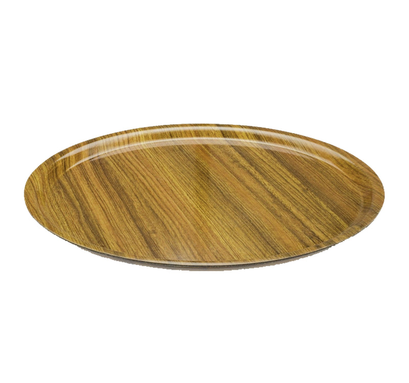 Tria Mahogany Kraft Round Tray, 38cm, Beige Glossy, TF38NS-G
