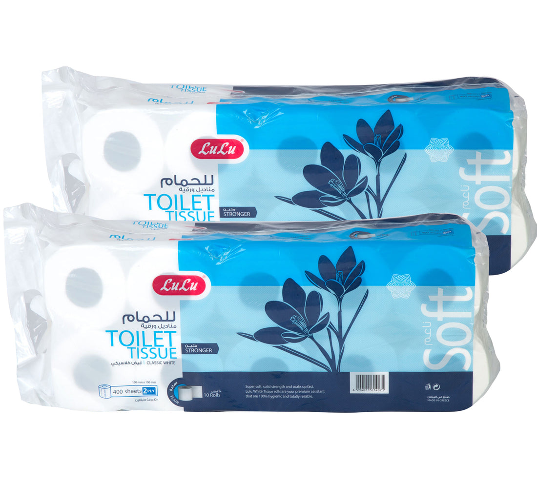 LuLu Toilet Tissue Roll 2ply 400 Sheets 2 x 10 Rolls