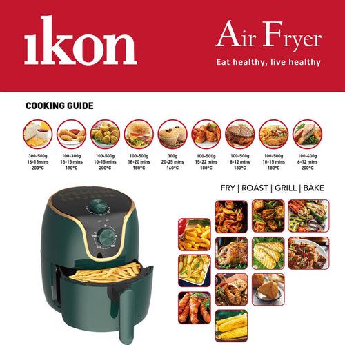 Ikon Air Fryer, 3.5 L, Green, IK-AF303T