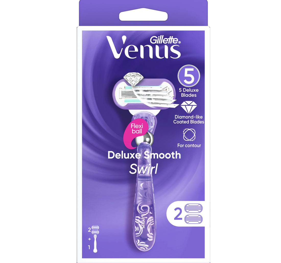 ماكينة حلاقة جيليت فينوس ديلوكس سموث سويرل للنساء بمقبض + 2 شفرة حلاقة بديلة