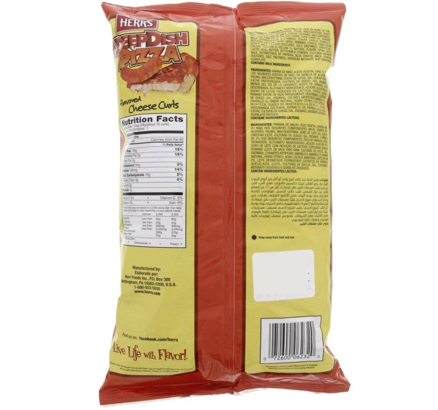 Herr's Deep Dish Pizza Flavored Cheese Curls 170 g