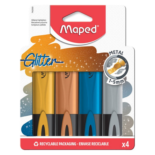 Maped Metalic Glitter Highlighter 4pcs