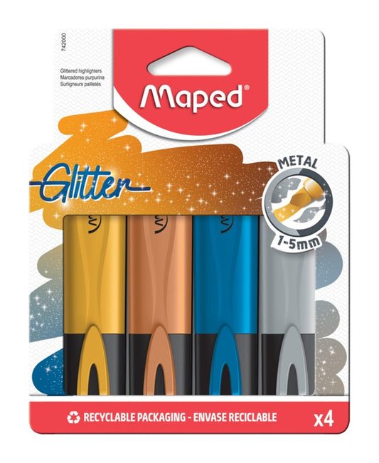 قلم تمييز لامع معدني من مابد، 4 قطع