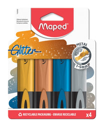 قلم تمييز لامع معدني من مابد، 4 قطع