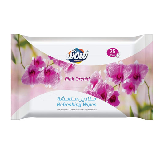 Wow Anti-Bacterial Refreshing Wipes Pink Orchid 25 pcs