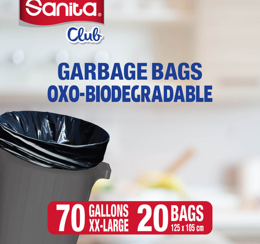 Sanita Club Garbage Bags Oxo-Biodegradable 70 Gallons XX-Large Size 125 x 105cm 2 x 10pcs